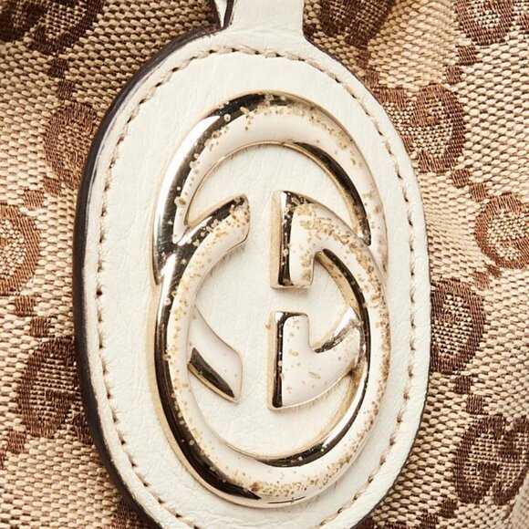 Gucci Beige/White GG Canvas Embossed Leather Medium Sukey Tote Bag - Picture 9 of 13